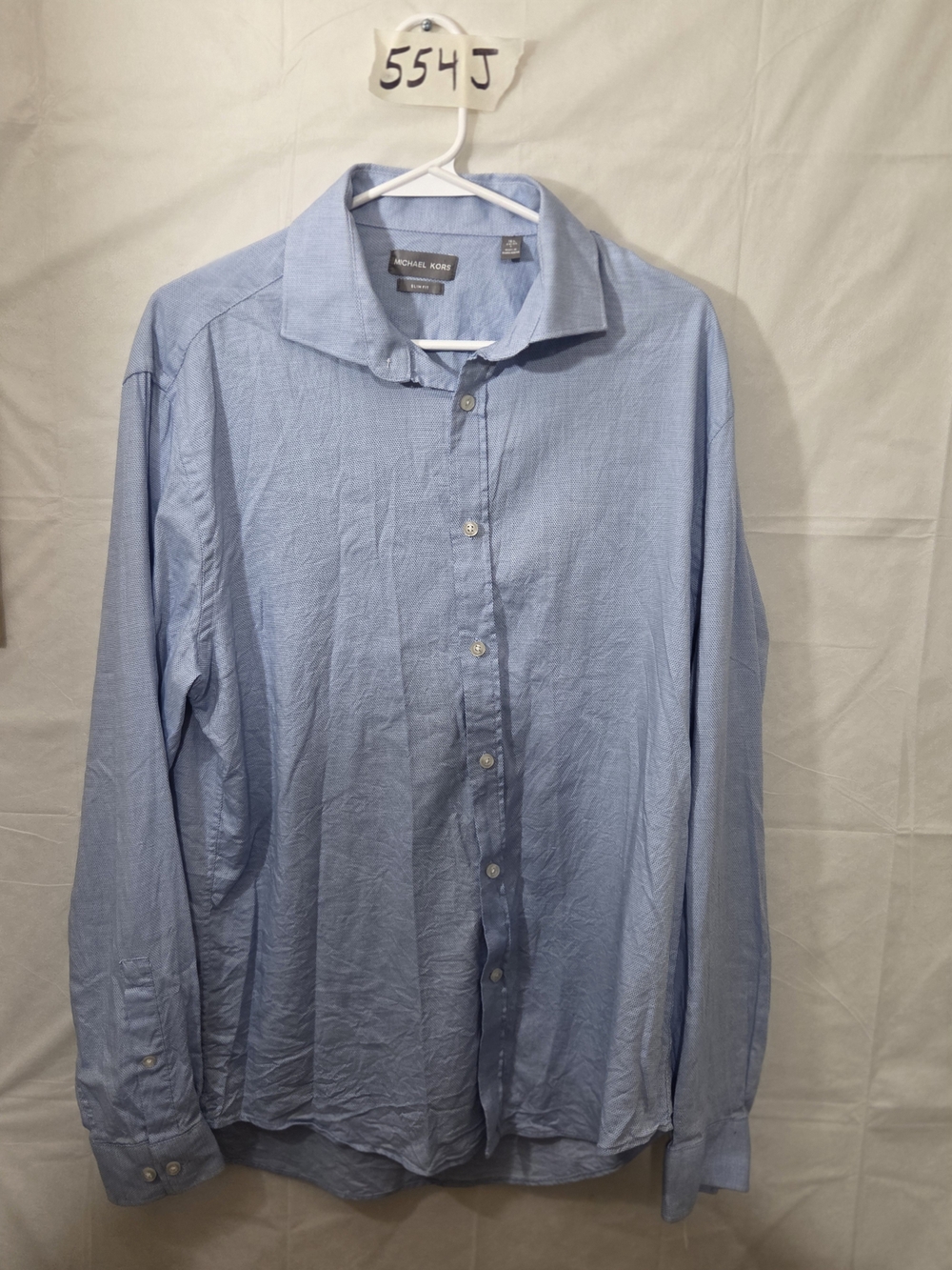 Michael Kors Men's Light Blue Long-Sleeve Button-Down Shirt